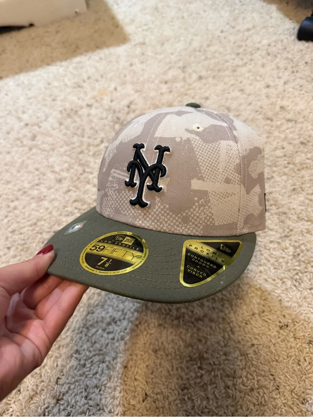 New Era New York Mets Camo Fitted Cap - Tan & Olive